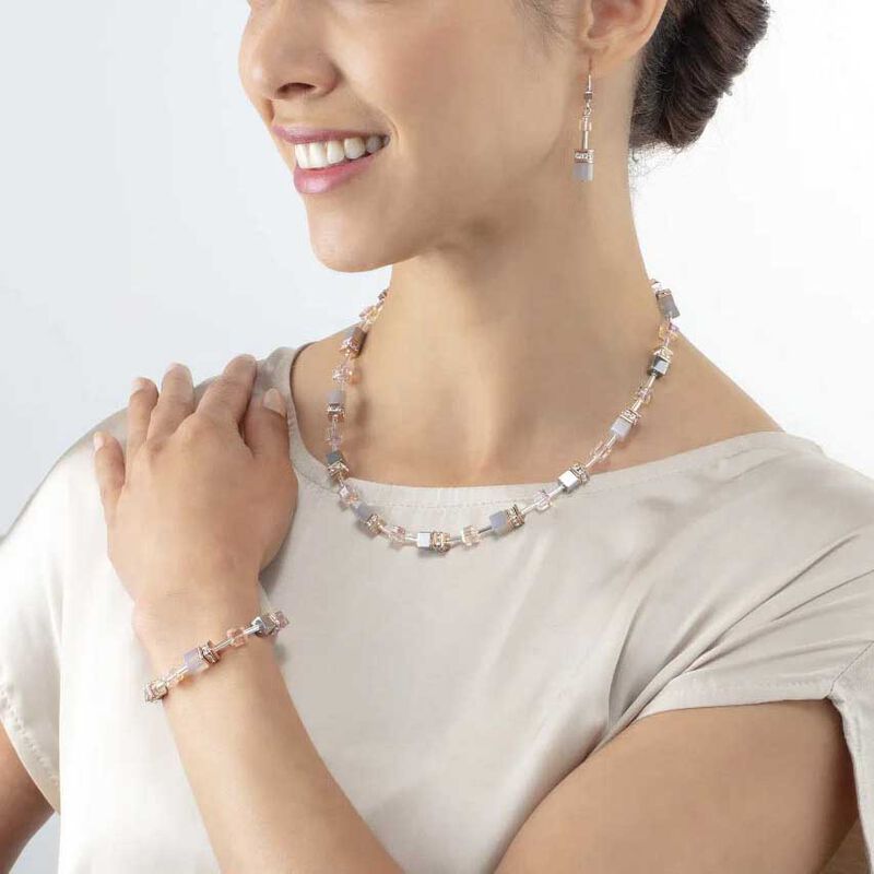 Coeur de Lion GeoCube&reg; Agate & Rose Gold Stainless Steel Bracelete image number 1